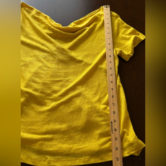MAEVE Anthropologie Yellow Horizon Top Sz S 100% Linen Tee Crossover Tie Back - Picture 8 of 9